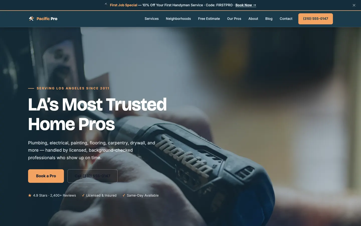 Pacific Pro Handyman website